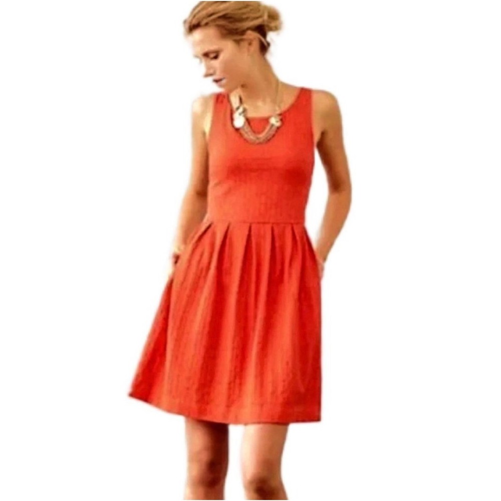 DELETTA Red Round Neck Sleeveless Mini Dress